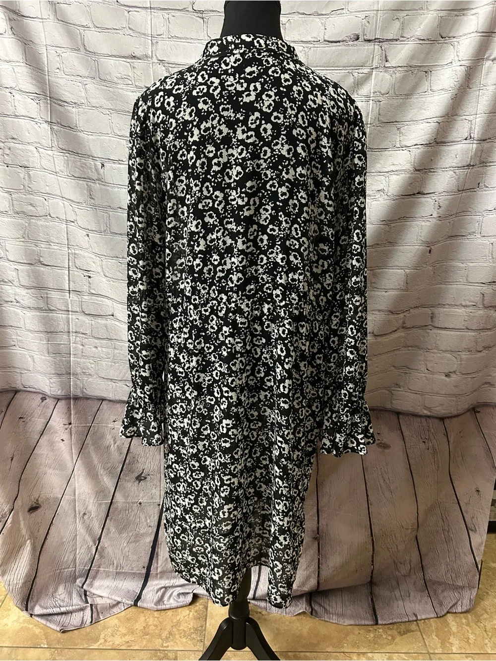 J. Crew Black & White Floral Midi Dress